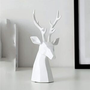 Elegant White Deer Sculpture